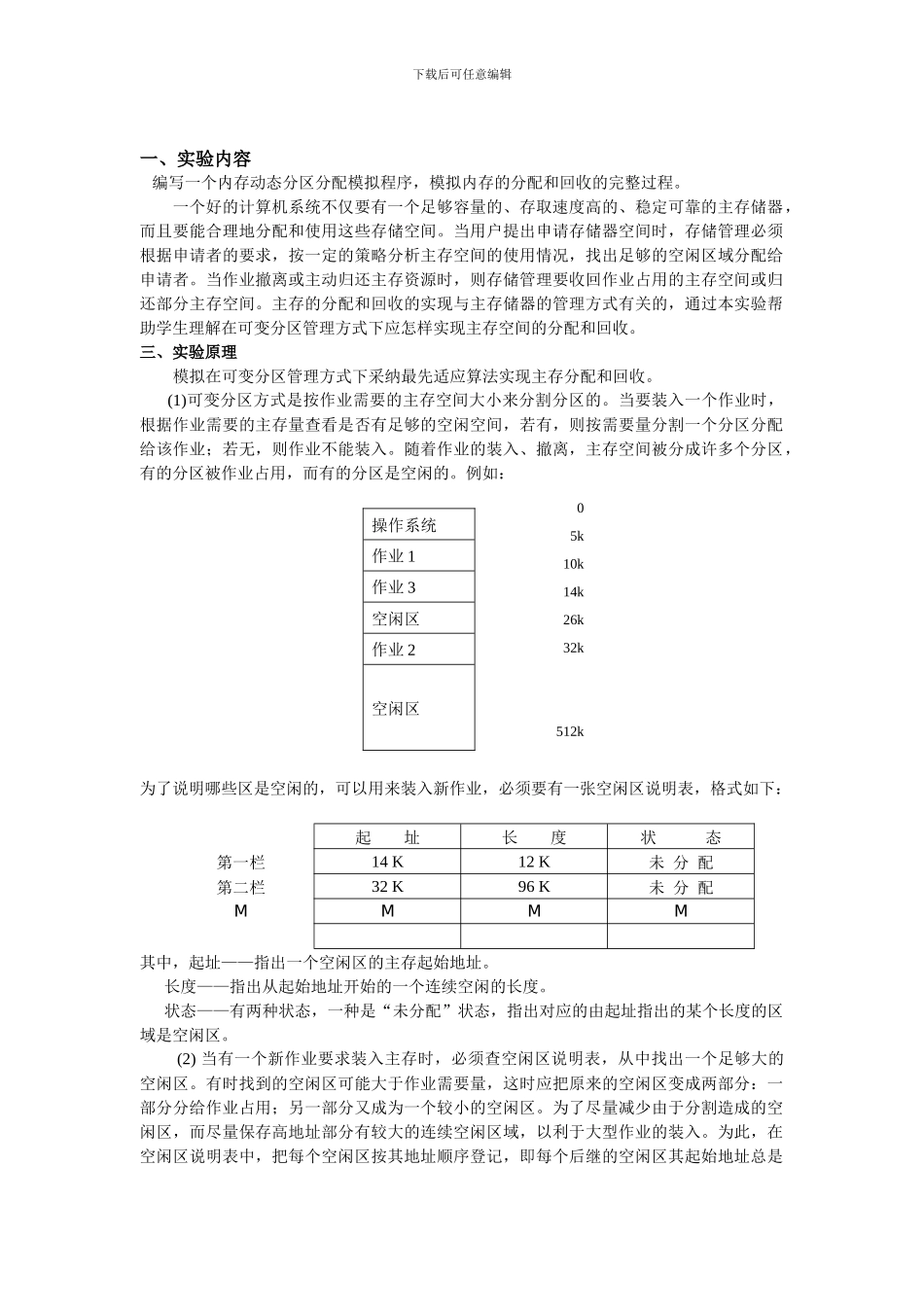 动态分区分配算法-实验报告_第2页
