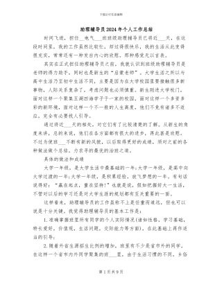助理辅导员2024年个人工作总结
