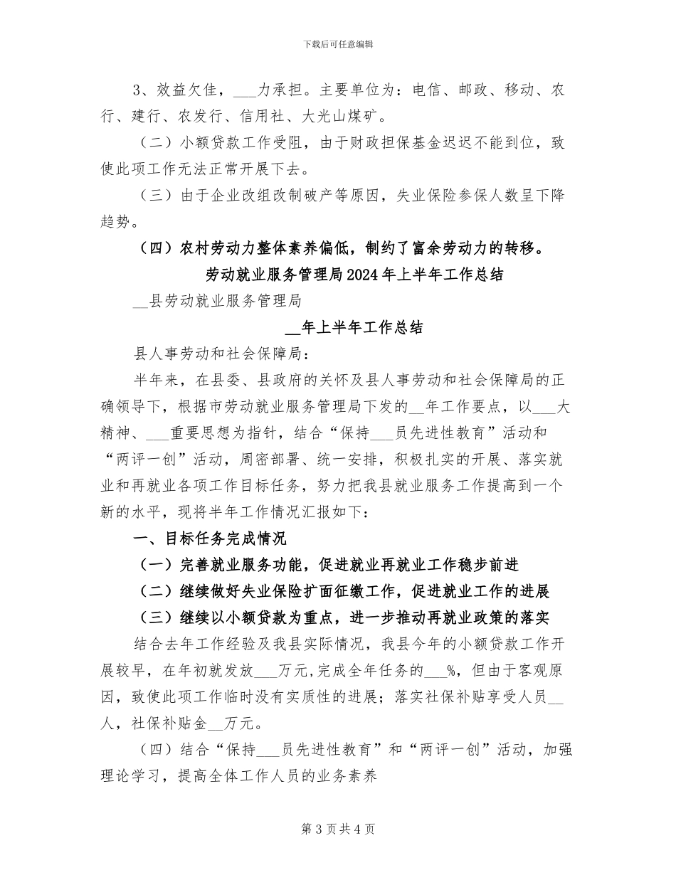 劳动就业服务管理局2024上半年工作总结_第3页