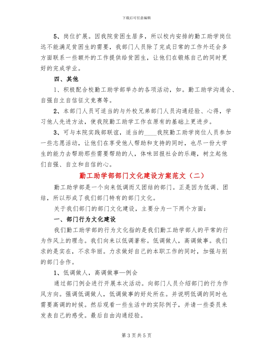 勤工助学部部门文化建设方案范文_第3页