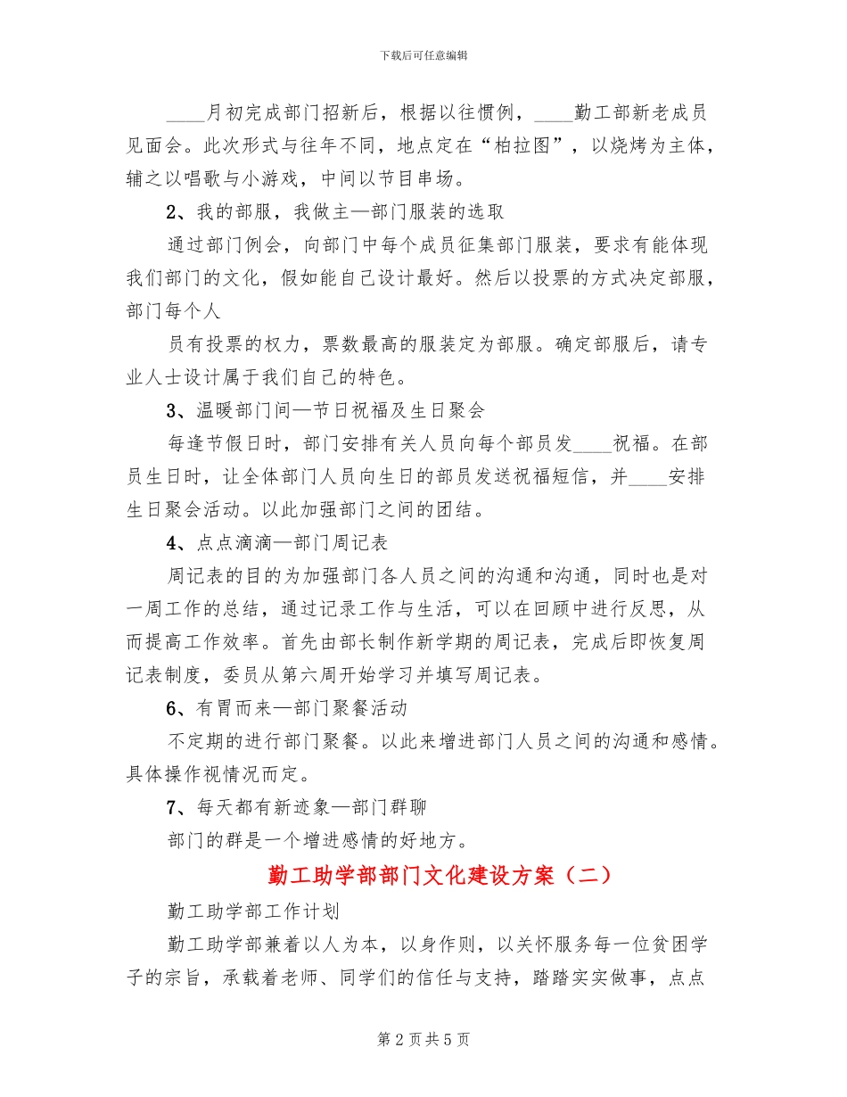 勤工助学部部门文化建设方案_第2页
