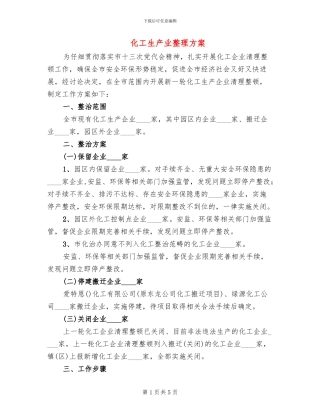 化工生产业整理方案