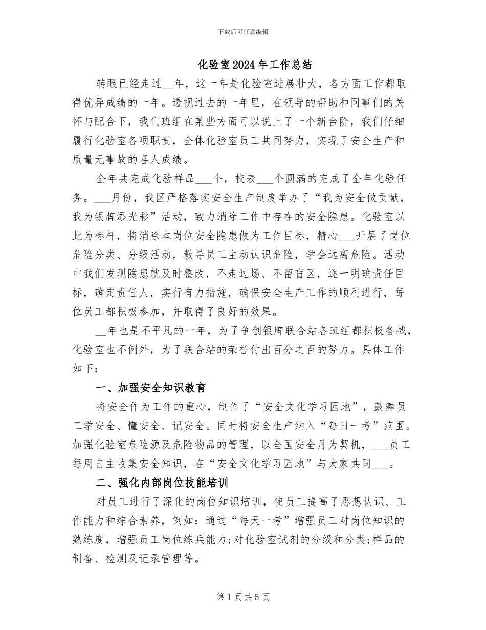 化验室2024年工作总结_第1页