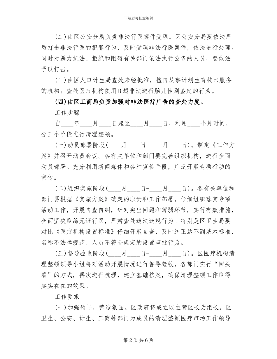 区委医疗市场整理方案范文_第2页
