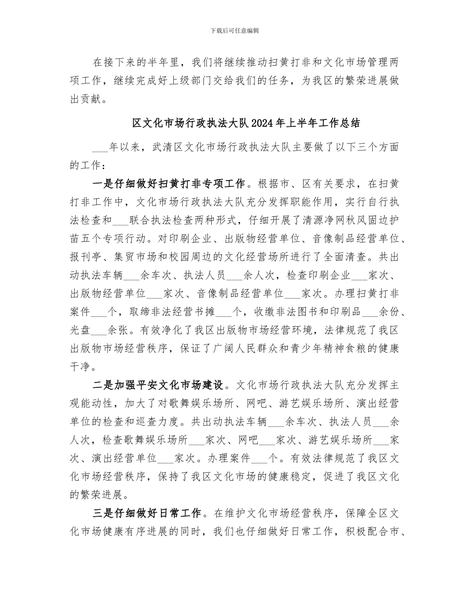 区文化市场行政执法大队2024上半年工作总结_第2页