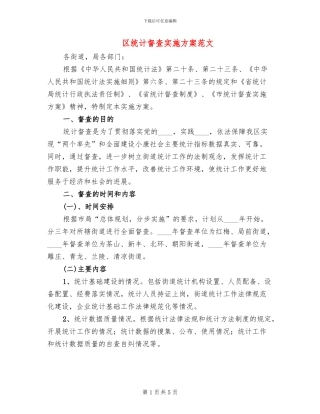 区统计督查实施方案范文