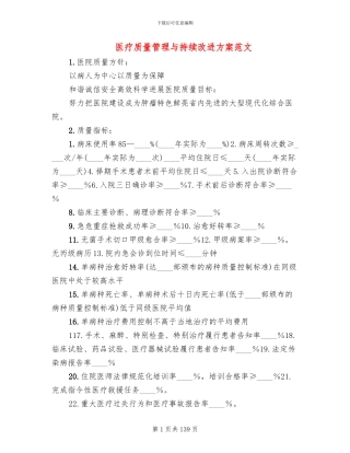 医疗质量管理与持续改进方案范文(15篇)