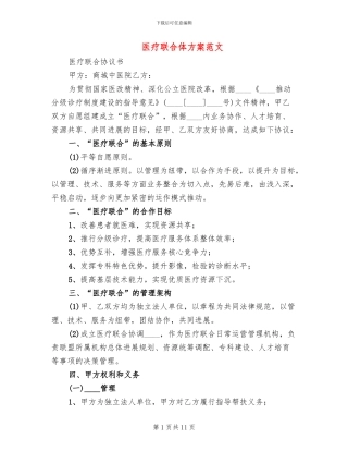 医疗联合体方案范文