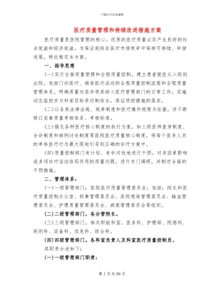 医疗质量管理和持续改进措施方案(10篇)