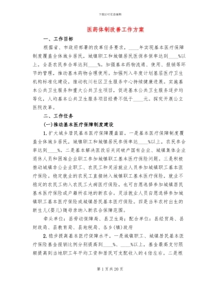 医药体制改善工作方案