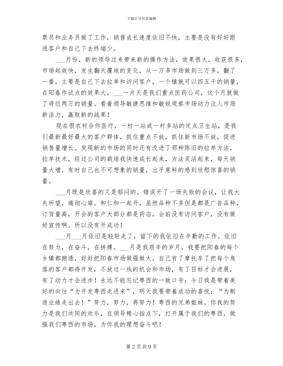 医药销售工作总结个人总结2024年_第2页