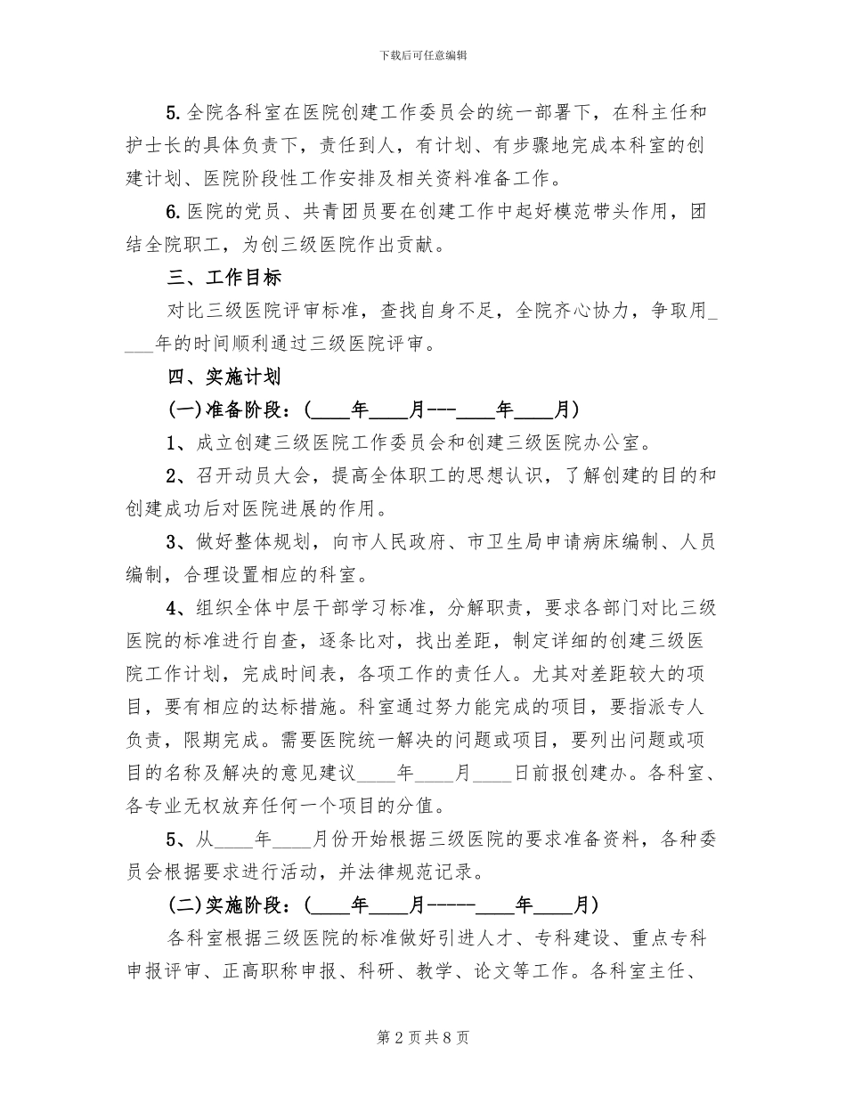 医院三级创建摸拟评审方案模板(2篇)_第2页