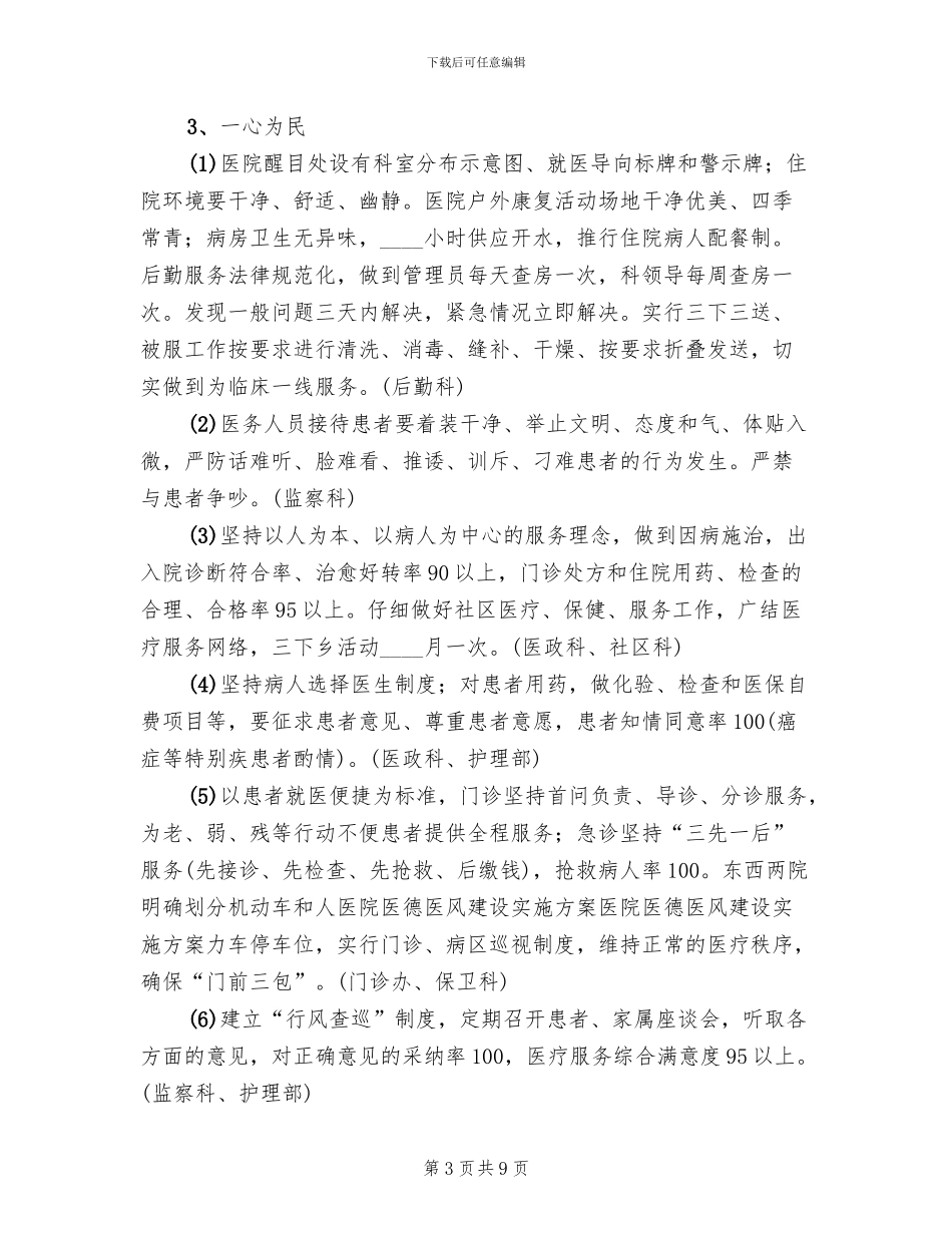 医院医德医风建设实施方案范文_第3页