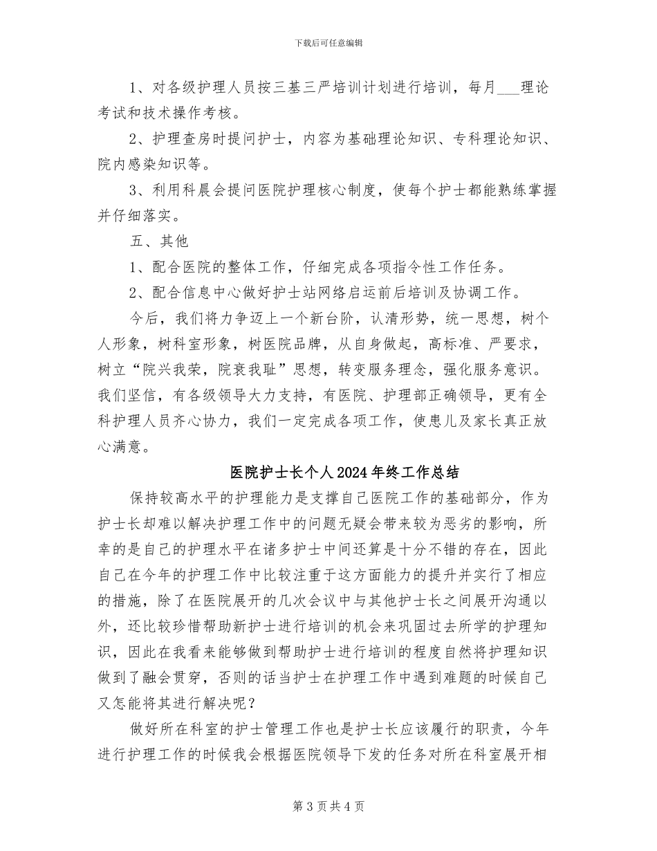 医院护士长2024年个人工作总结_第3页