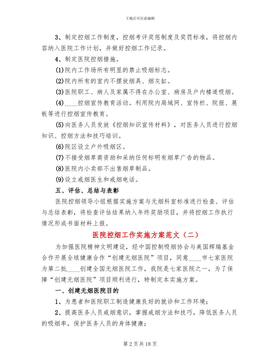 医院控烟工作实施方案范文_第2页