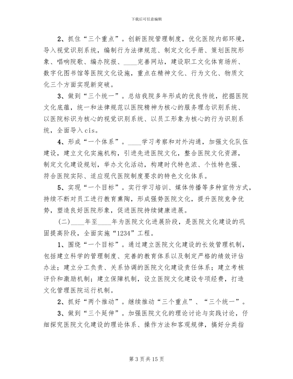 医院文化建设实施方案范本_第3页