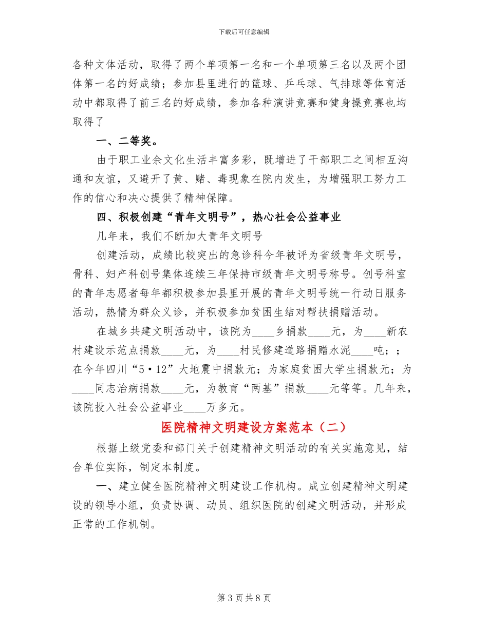 医院精神文明建设方案范本(4篇)_第3页