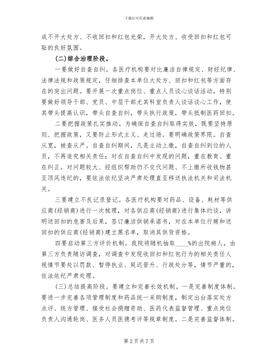 医院红包专项整治活动方案范文_第2页