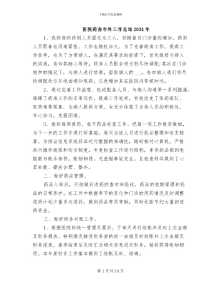 医院药房年终工作总结2024年