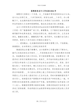 医院财务会计工作总结2024年
