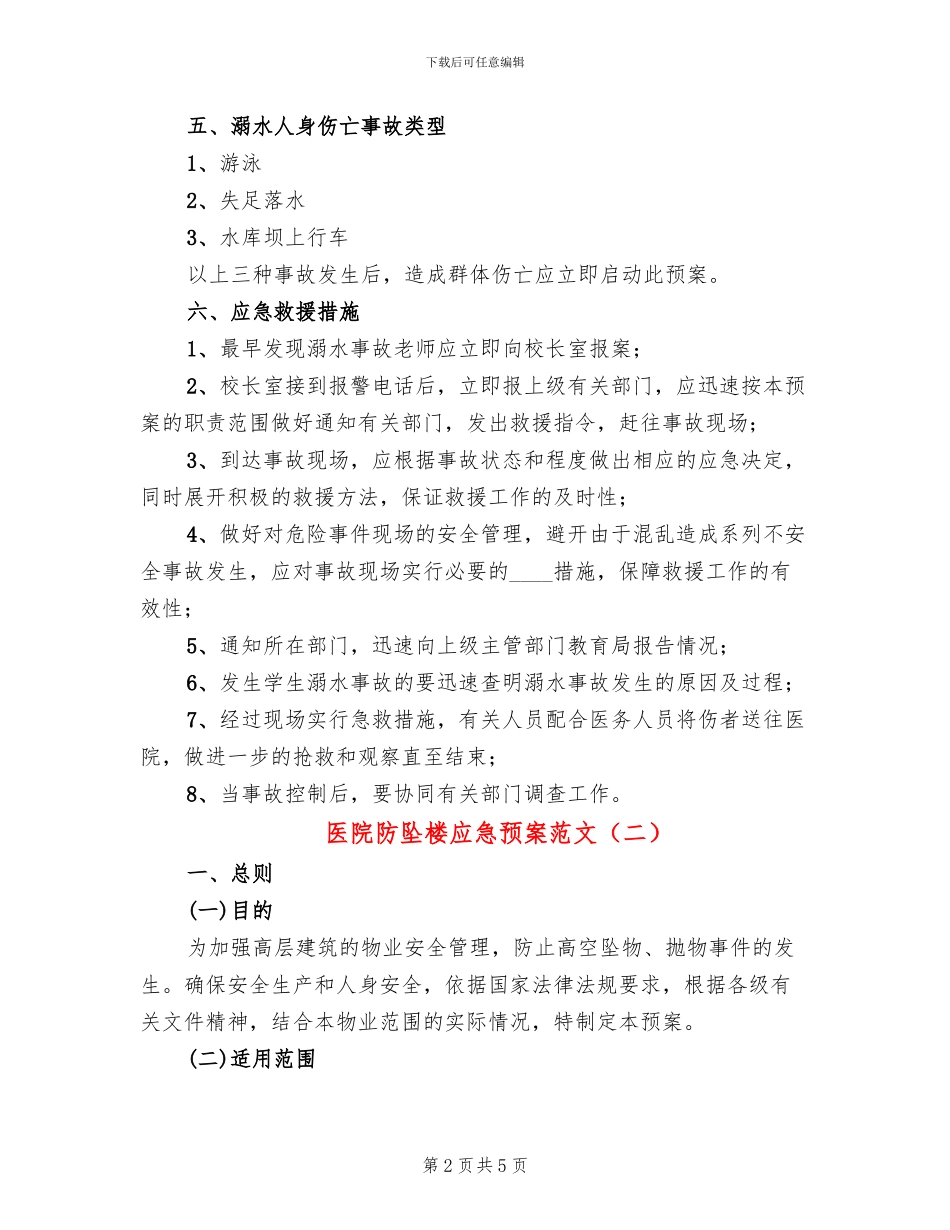 医院防坠楼应急预案范文_第2页