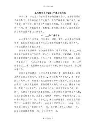 卫生服务中心2024年度总结范文