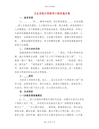 卫生系统文明素质工程实施方案