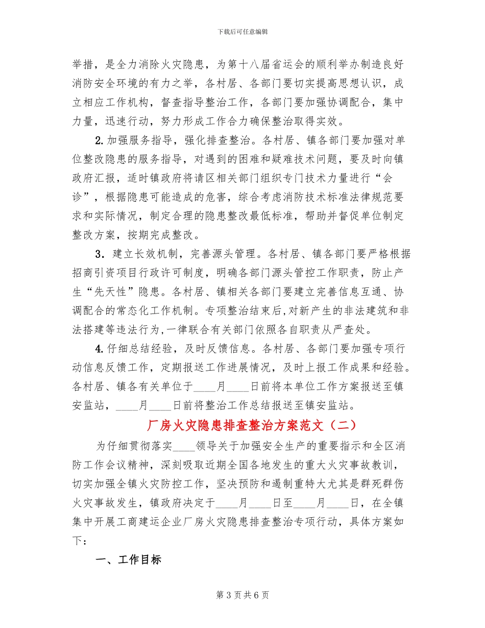 厂房火灾隐患排查整治方案范文_第3页