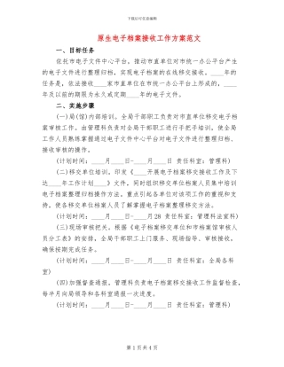 原生电子档案接收工作方案范文