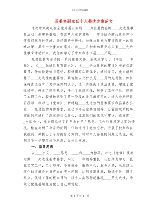 县委办副主任个人整改方案范文