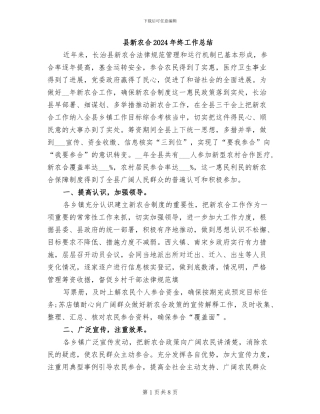 县新农合2024年终工作总结