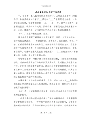 县档案局2024年度工作总结