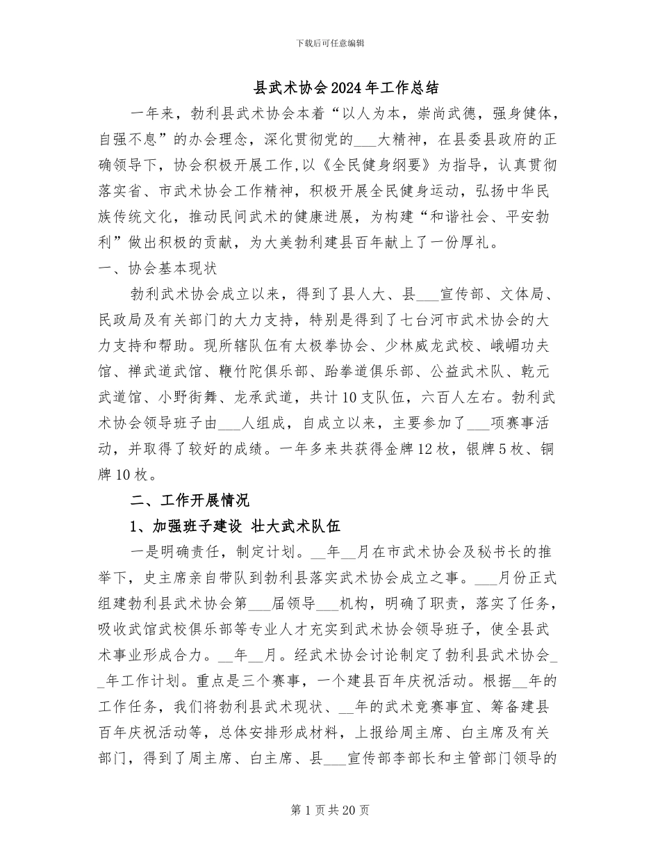 县武术协会2024年工作总结_第1页