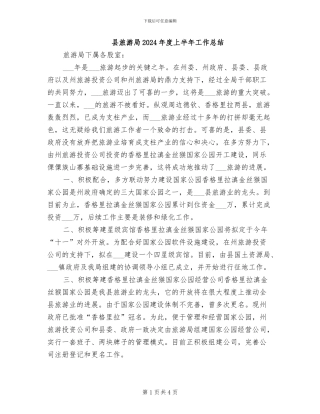 县旅游局2024年度上半年工作总结