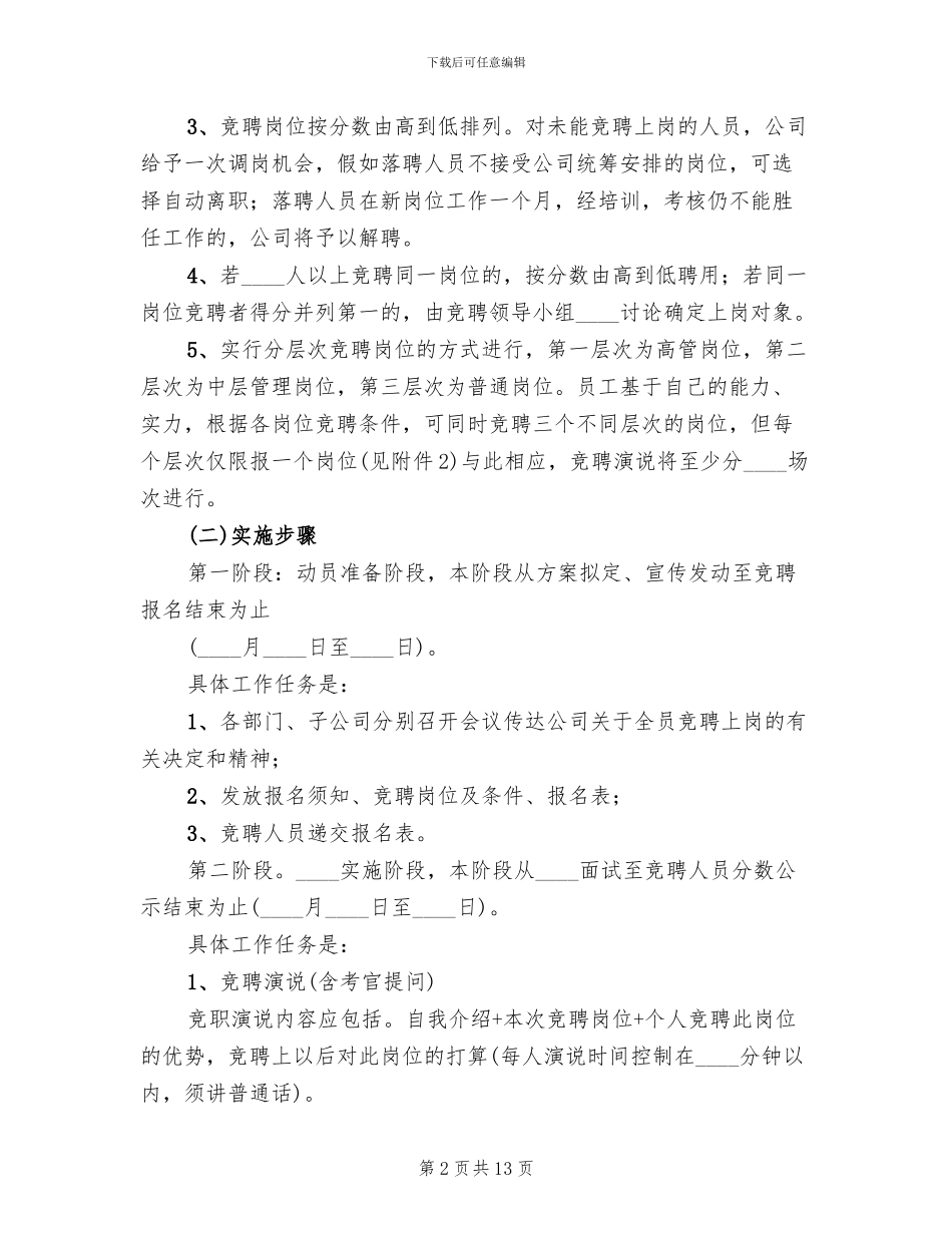 县管校用教职工竞聘上岗实施方案范文_第2页