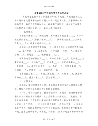 县镇2024年计划生育半年工作总结