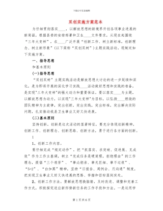 双创实施方案范本