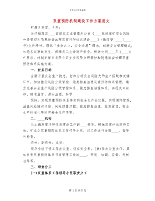 双重预防机制建设工作方案范文