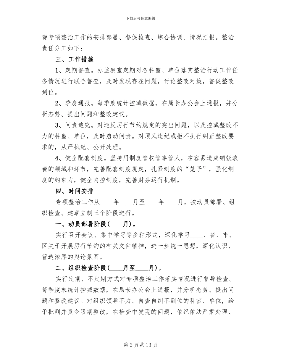 反浪费反奢侈专项整治实施方案_第2页