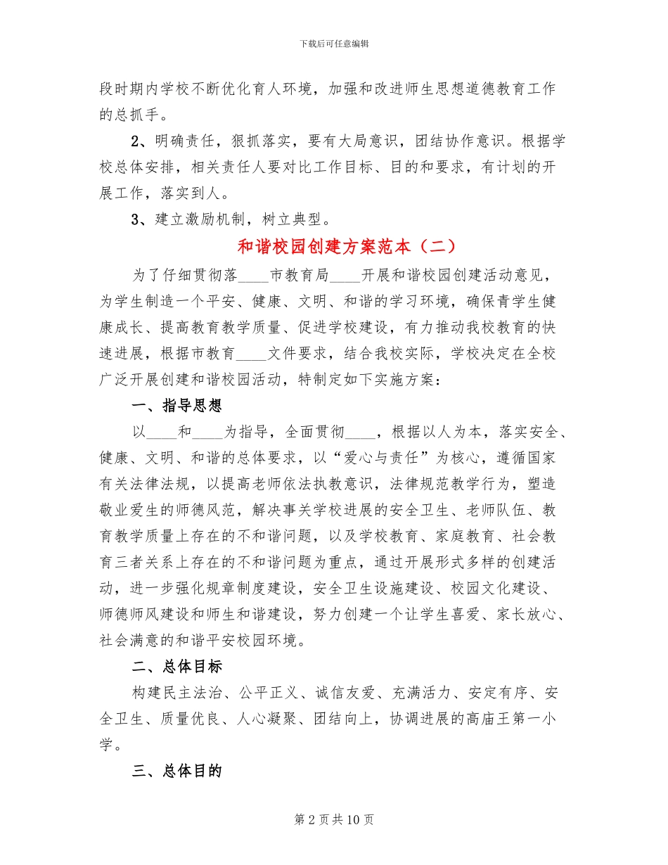 和谐校园创建方案范本_第2页