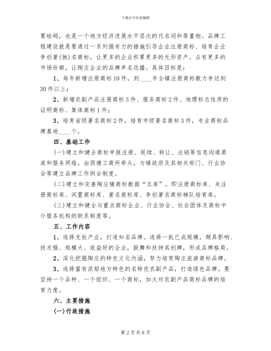 品牌工程建设工作方案范文_第2页