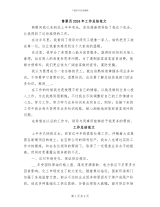 售票员2024年工作总结范文