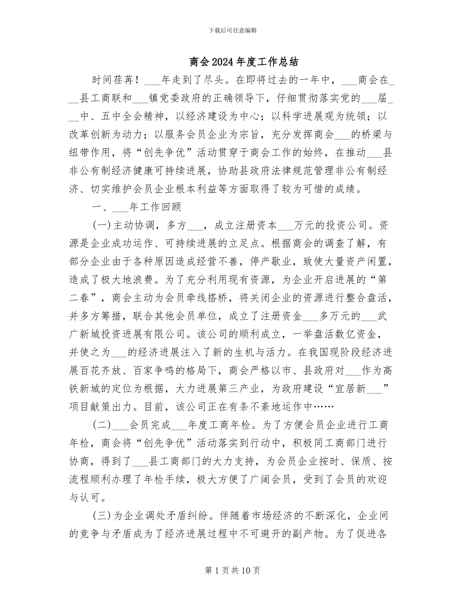商会2024年度工作总结_第1页