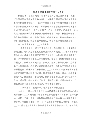 商务局2024年创卫工作个人总结