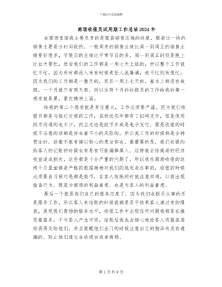 商场收银员试用期工作总结2024年