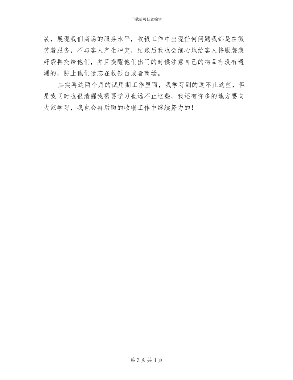 商场收银员工作总结2024年_第3页