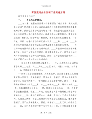 商贸流通企业改制工作实施方案