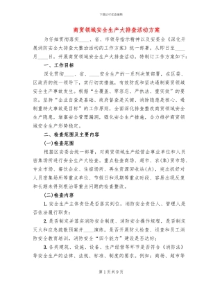 商贸领域安全生产大排查活动方案