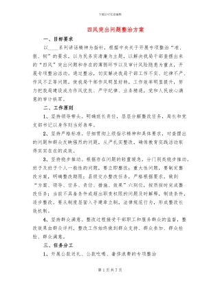 四风突出问题整治方案
