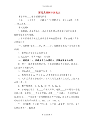 团总支招新方案范文